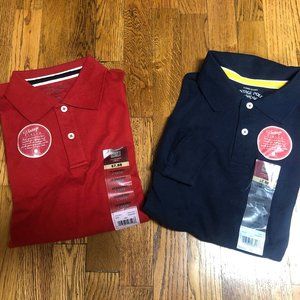2 Boys Faded Glory L/S Polo Shirts NWT L (10-12